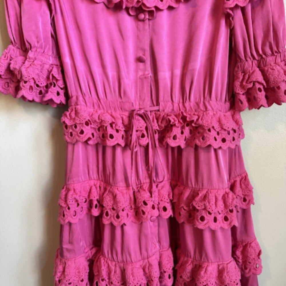 Pink Ruffled Tiered Mini Dress - Picture 2 of 12